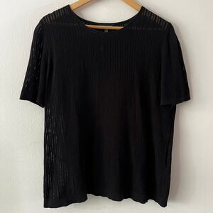 Eileen‎ Fisher Organic Cotton Blend Lightweight Knit Short Sleeve Top size large